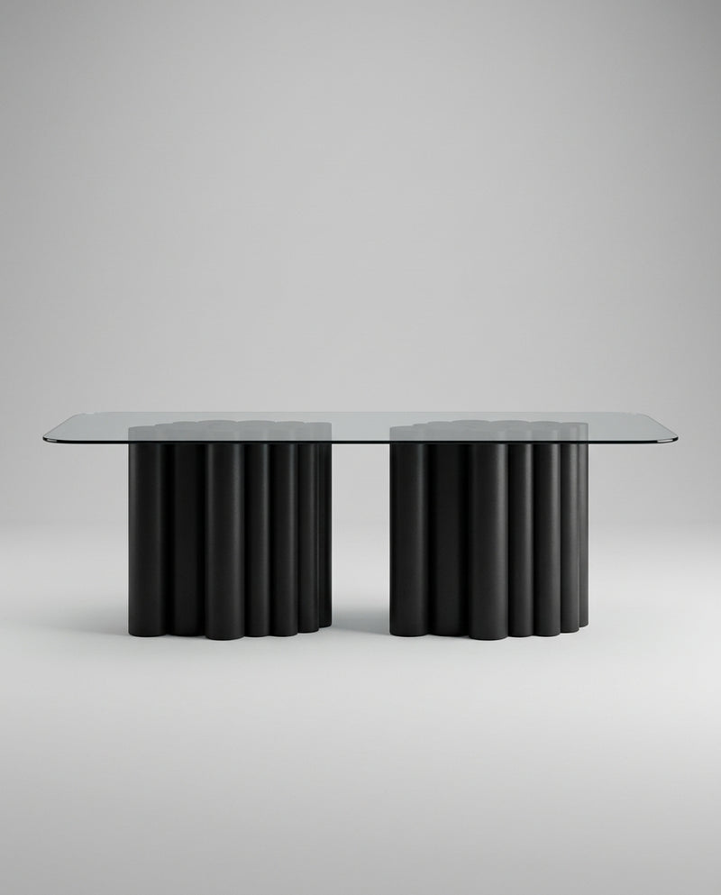 FR.ST Dining Table Metal — 8 seats - Rectangle / Transparent Glass