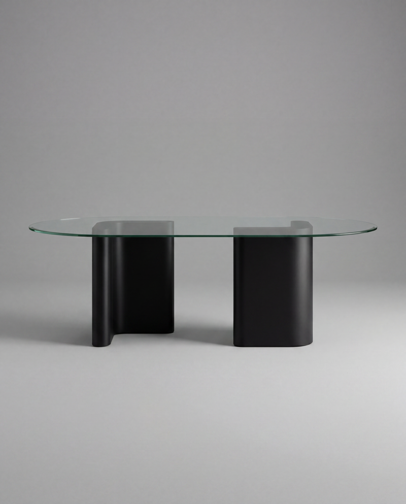 RO.ND Dining Table Metal — 8 Seats / Transparent Glass
