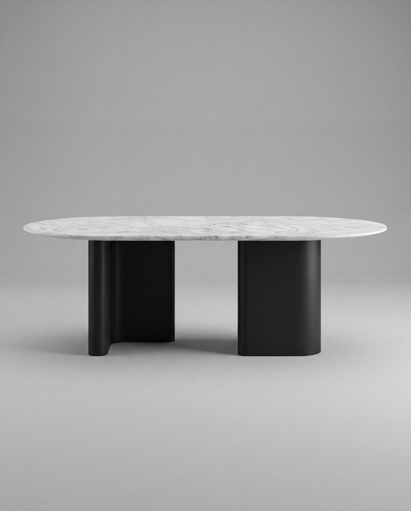 RO.ND Dining Table Metal — 8 Seats / White Marble