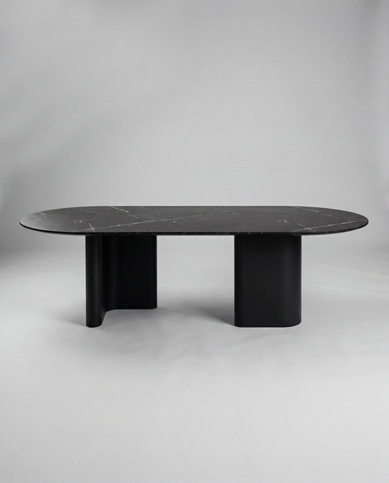RO.ND Dining Table Metal — 10 Seats / Black Marble