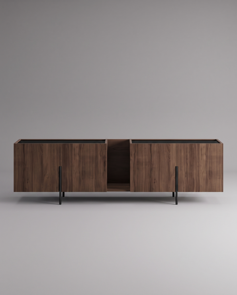 FR.ST Sideboard Metal — 250 cm / Black Glass