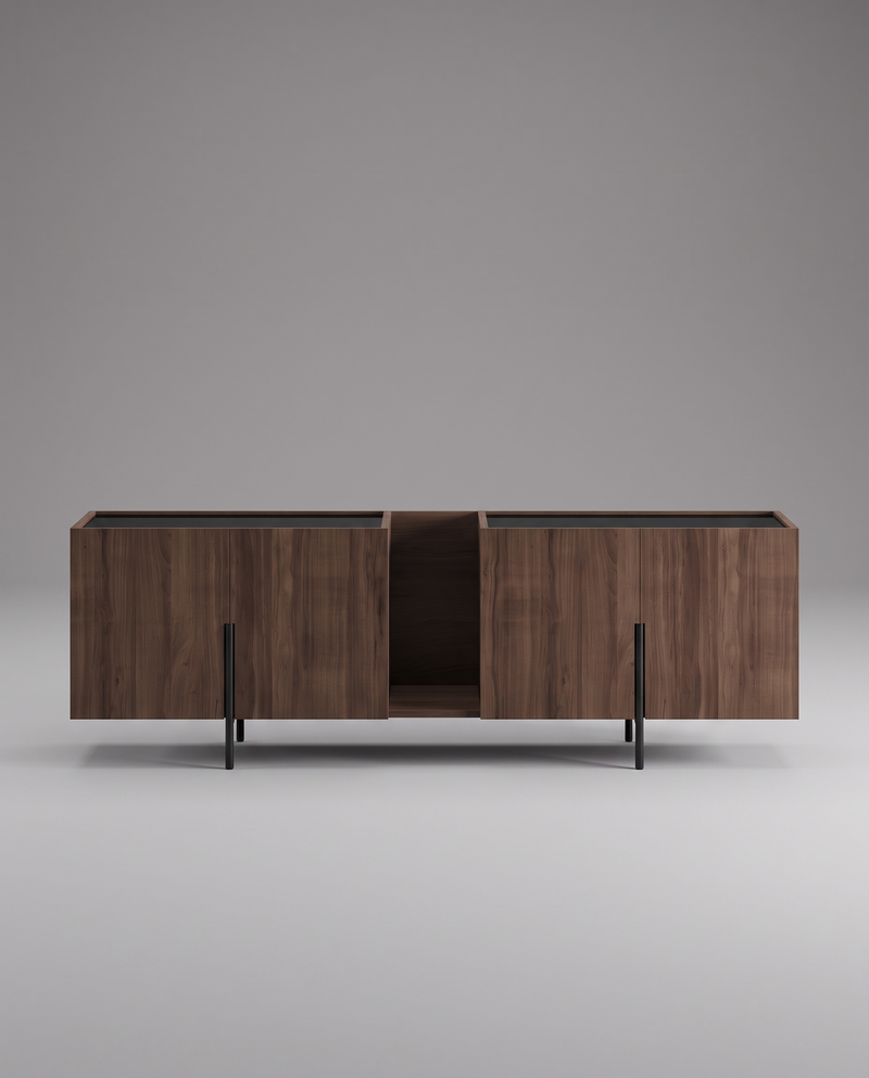FR.ST Sideboard Metal — 220 cm / Black Glass