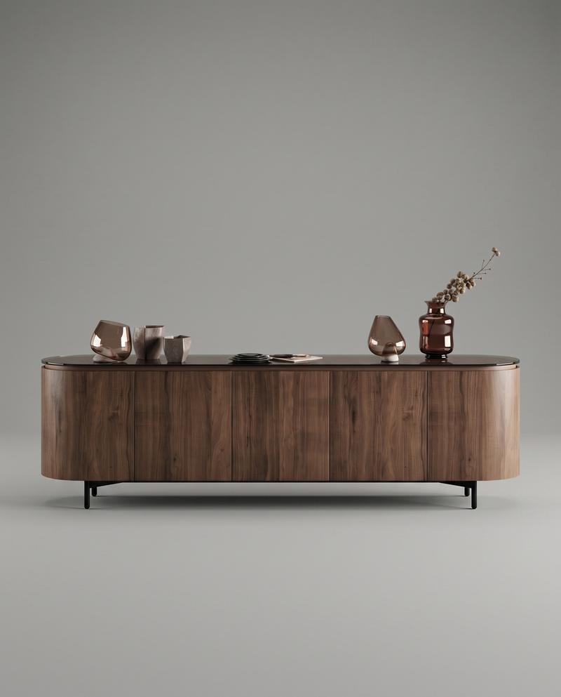 RE.TO Sideboard — 5 Doors / Black Glass