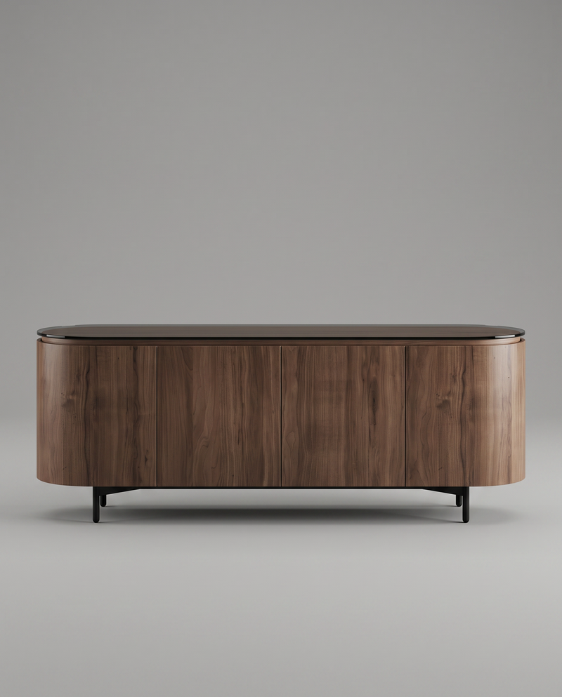 RE.TO Sideboard — 4 Doors / Black Glass