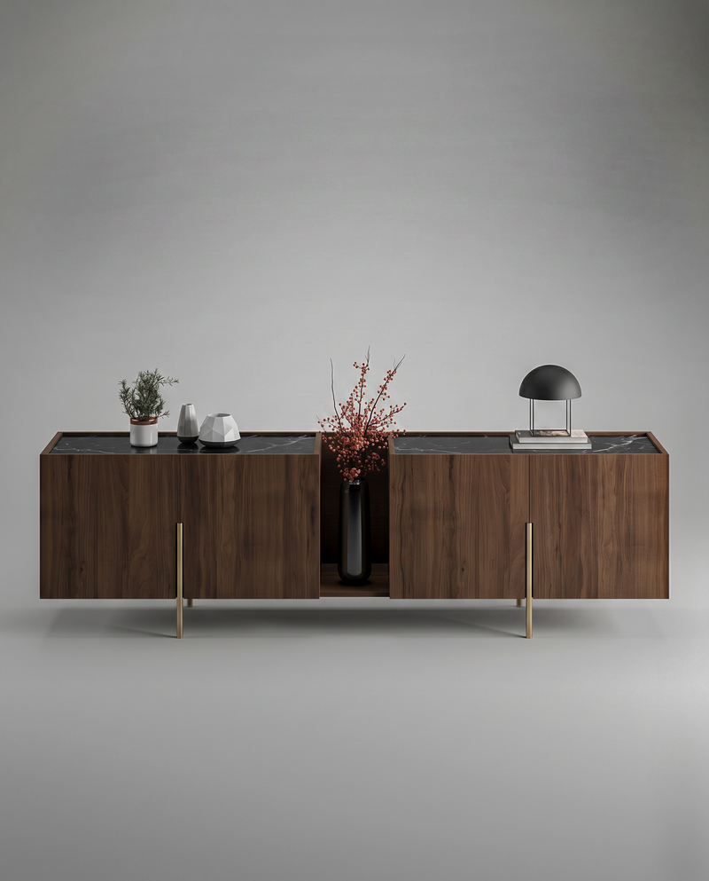 FR.ST Sideboard Brass — 250 cm / Black Marble