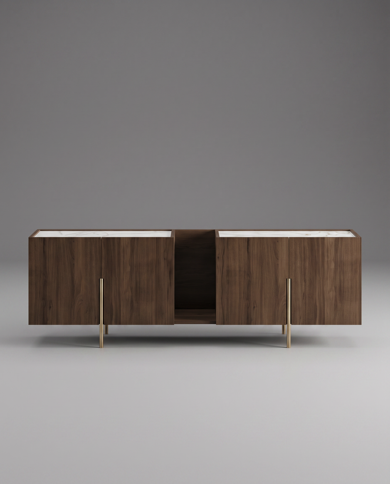 FR.ST Sideboard Brass — 220 cm / White Marble