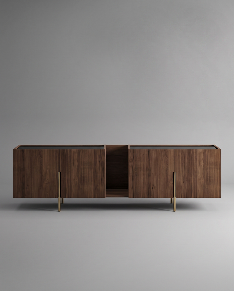 FR.ST Sideboard Brass — 250 cm / Black Glass