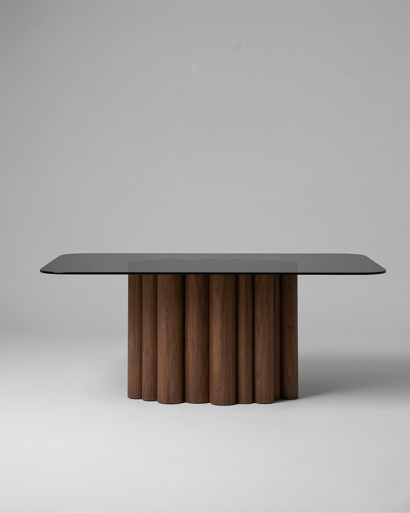 FR.ST Dining Table Wood x Black Glass — 6 seats - Rectangle / Black Glass