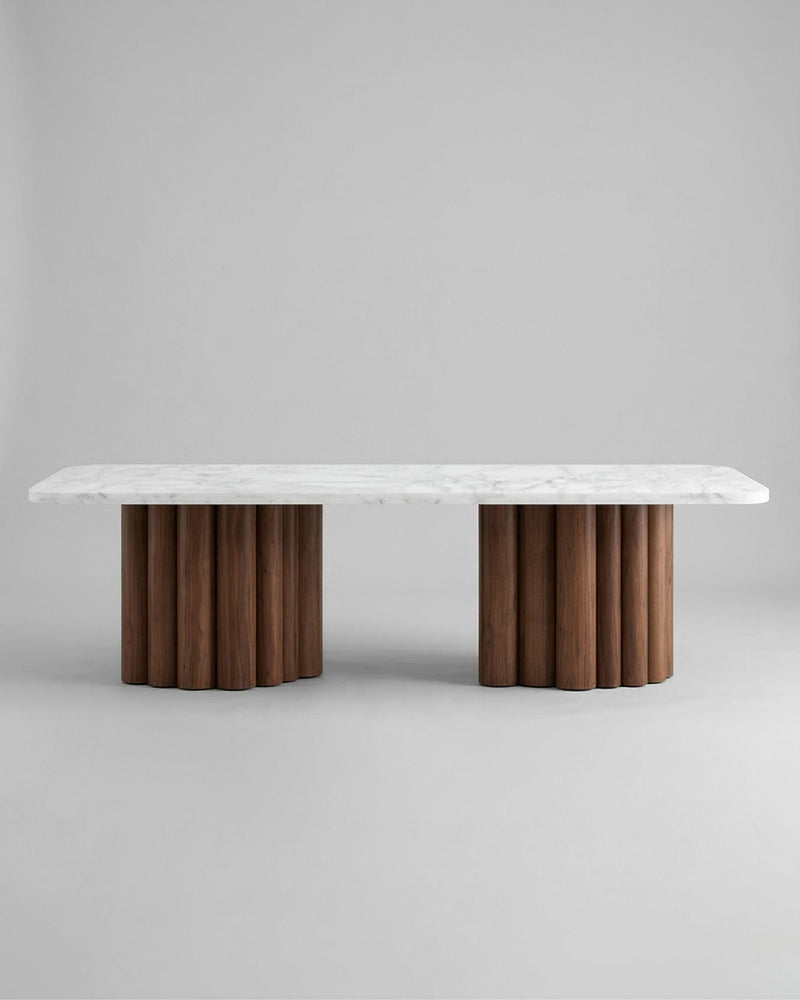 FR.ST Dining Table Wood x White Marble — 10 Seats - Rectangle / White Marble