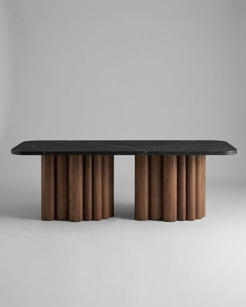 FR.ST Dining Table Wood x Black Marble — 8 Seats - Rectangle / Black Marble