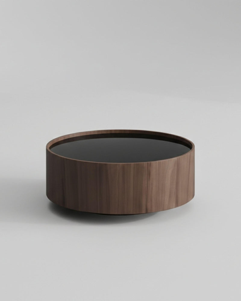 CY.ND Round Coffee Table — 90 cm / Black Glass