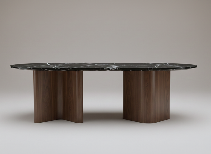 RO.ND Dining Table Wood - V Edition — 260 / Black Marble
