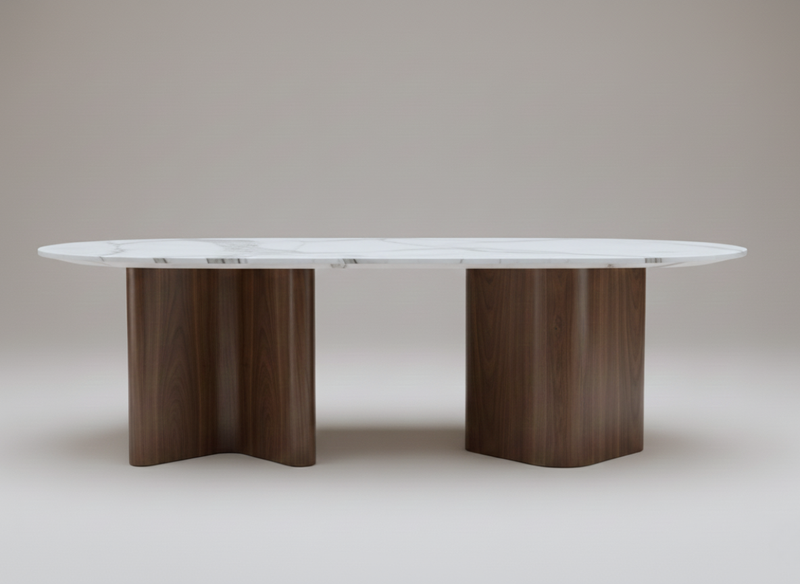 RO.ND Dining Table Wood - V Edition — 260 / White Marble