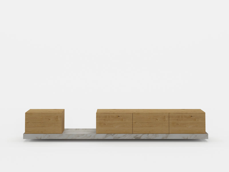 SP.LT TV Unit - 4 Drawers — Olive X White Marble