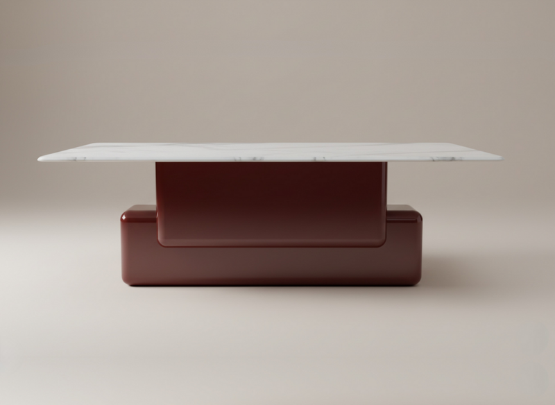 BL.ND Dining Table — White calacata x Chestnut Brown