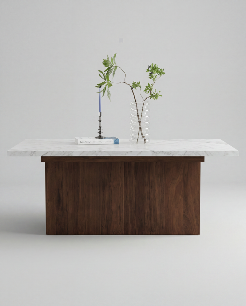 DI.NO Dining Table Rectangle — 8 seats - Rectangle / White Marble