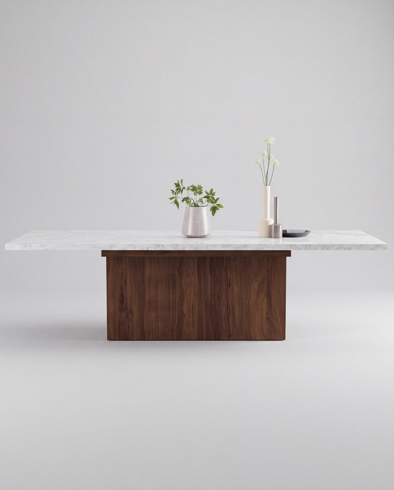 DI.NO Dining Table Rectangle — 10 Seats - Rectangle / White Marble