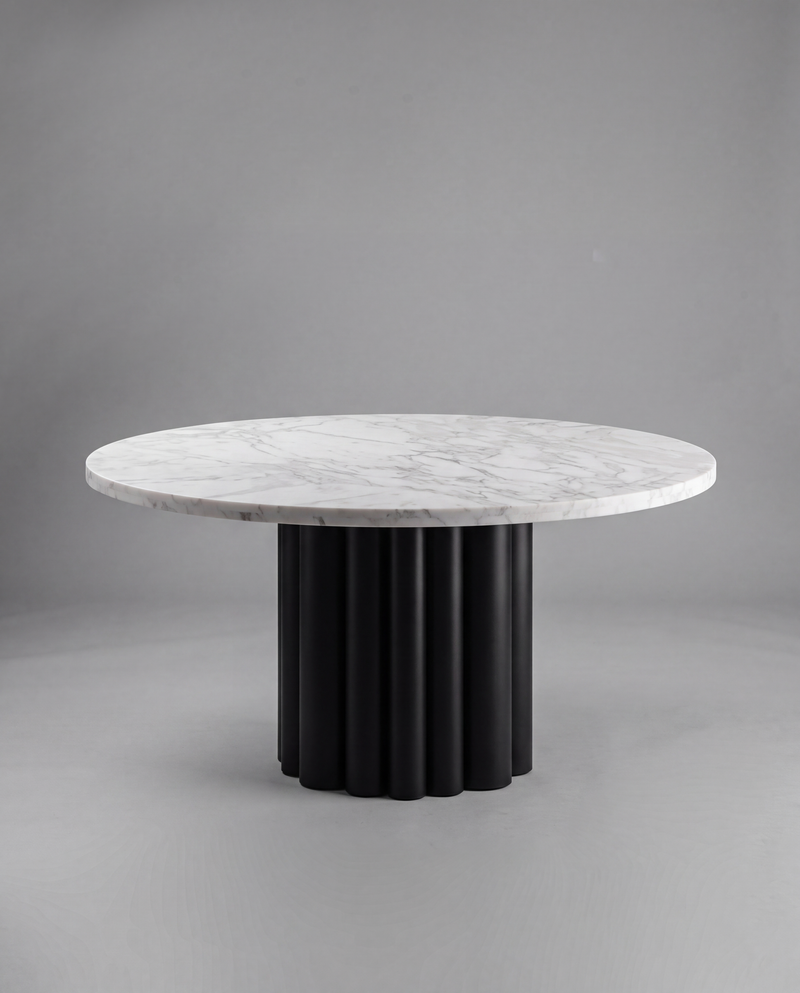 FR.ST Round Dining Table Metal — White Marble