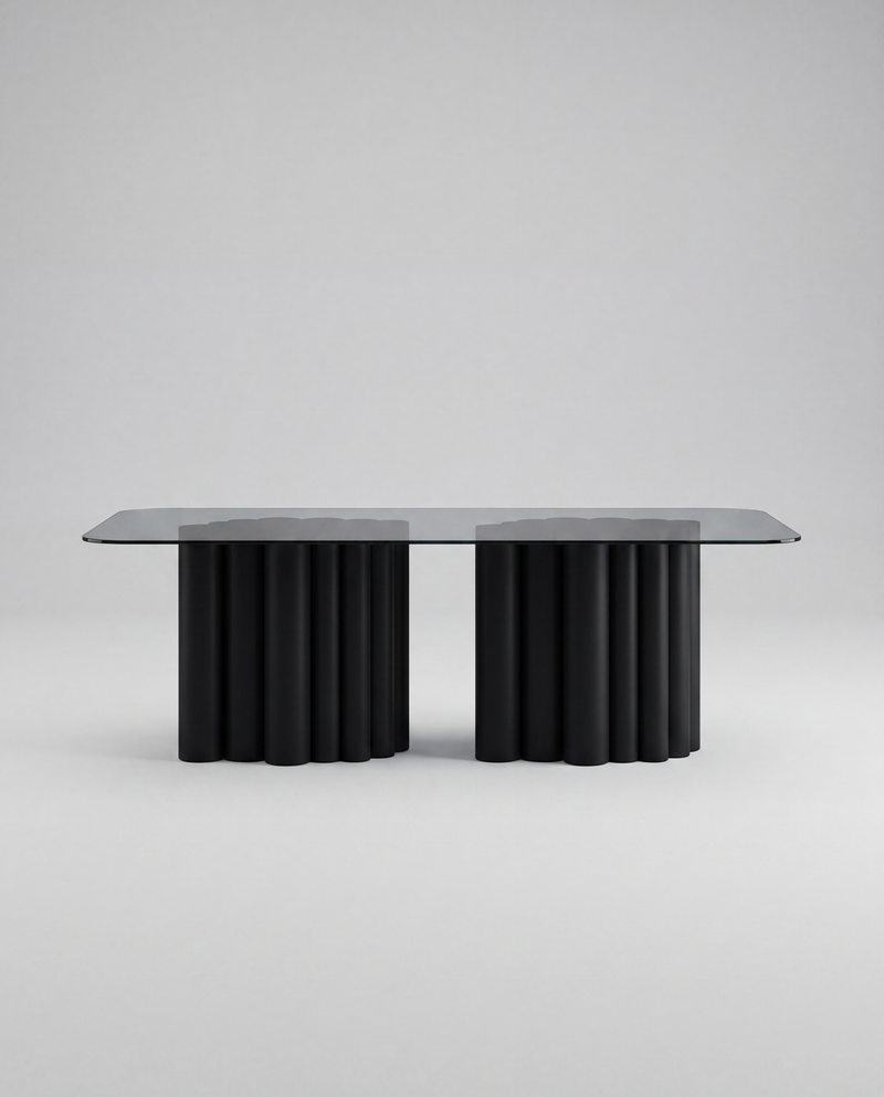 FR.ST Dining Table Metal — 8 seats - Rectangle / Black Glass