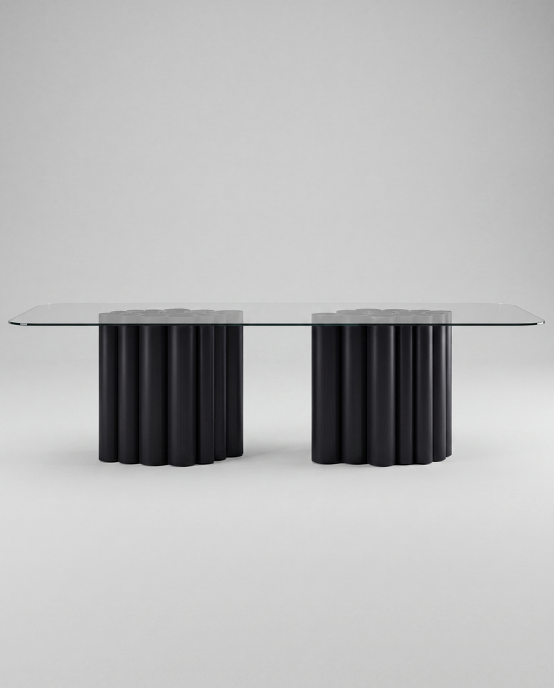 FR.ST Dining Table Metal — 10 Seats - Rectangle / Transparent Glass