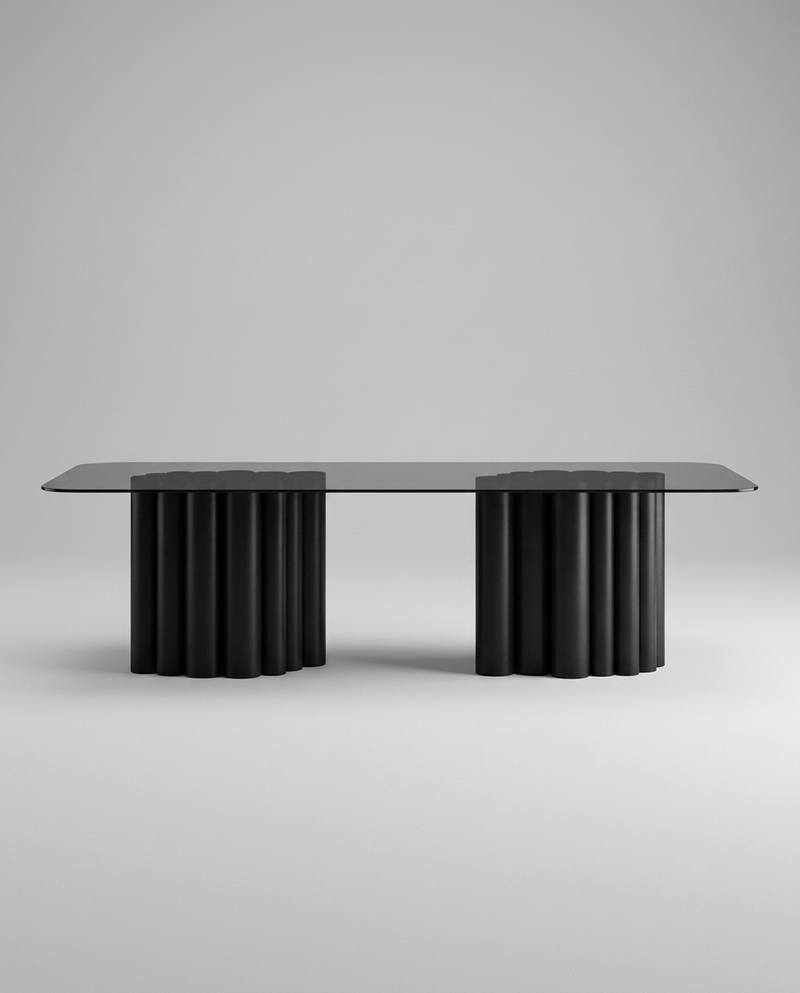 FR.ST Dining Table Metal — 10 Seats - Rectangle / Black Glass
