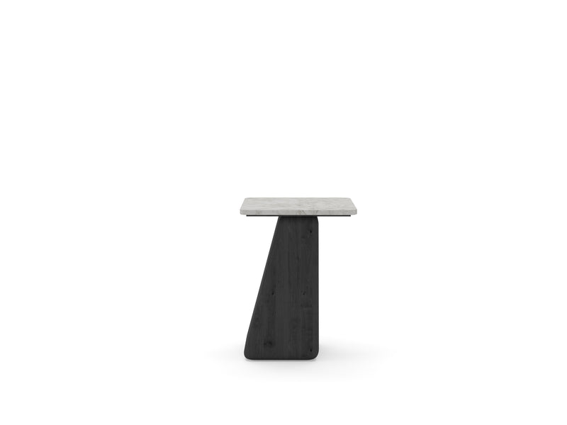 GE.OM Side Table — Black Oak X White Marble / 60 Cm