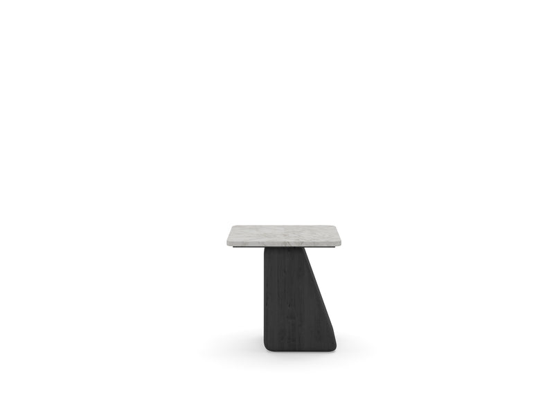 GE.OM Side Table — Black Oak X White Marble / 45 Cm
