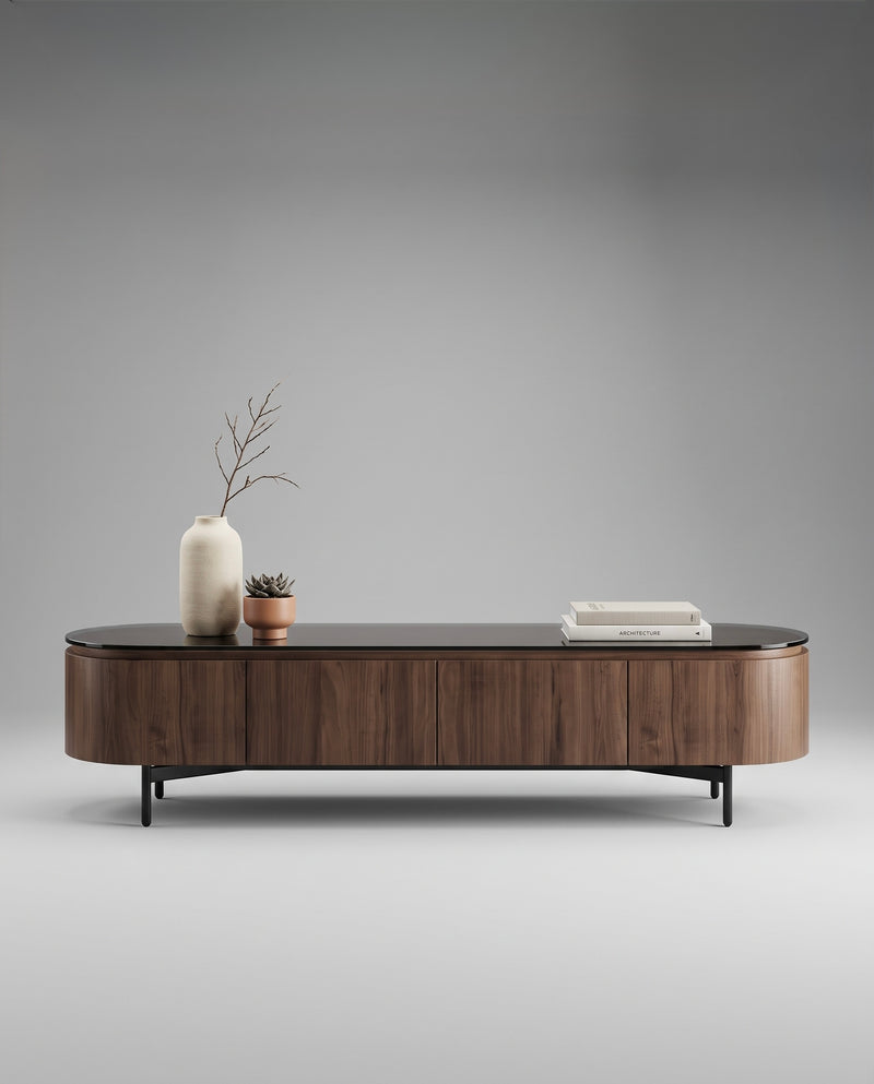 RE.TO TV Unit — 200 cm / Black Glass