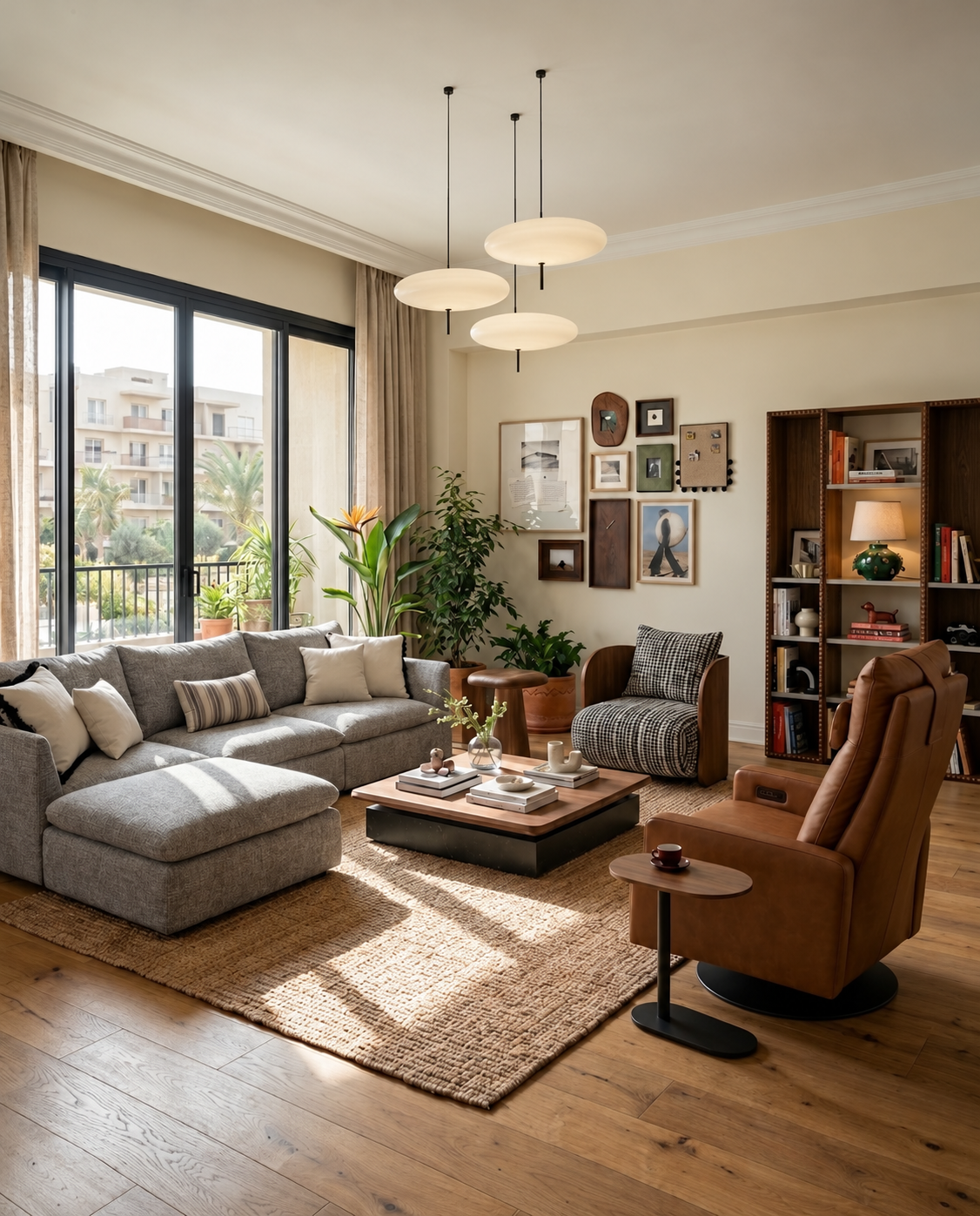 DE.CI living room with the NE.ST sofa, PL.IN coffee table and SH.EL armchair