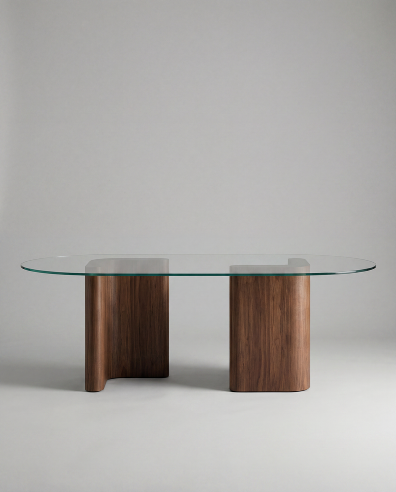 RO.ND Dining Table Wood — 220 / Transparent glass