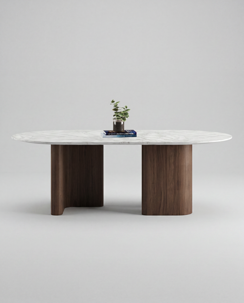 RO.ND Dining Table Wood — 220 / White Marble