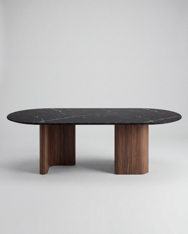 RO.ND Dining Table Wood — 260 / Black Marble