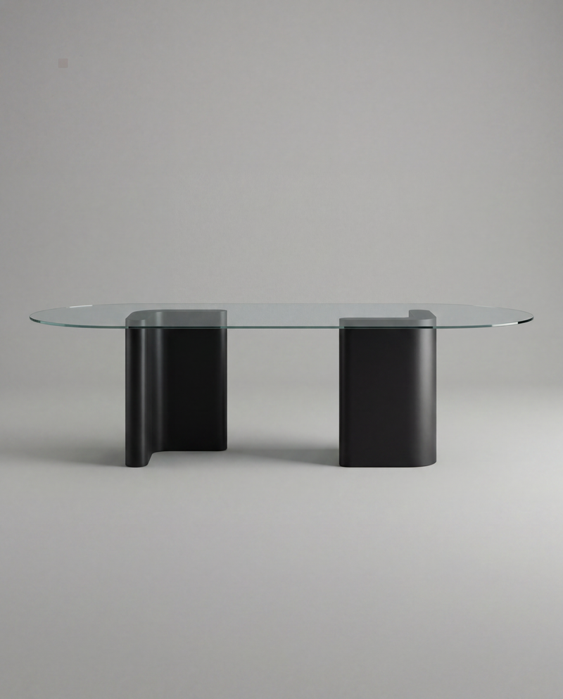RO.ND Dining Table Metal — 10 Seats / Transparent Glass