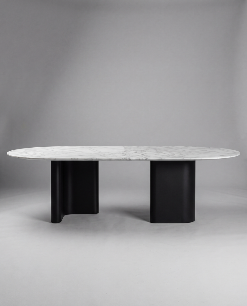 RO.ND Dining Table Metal — 10 Seats / White Marble