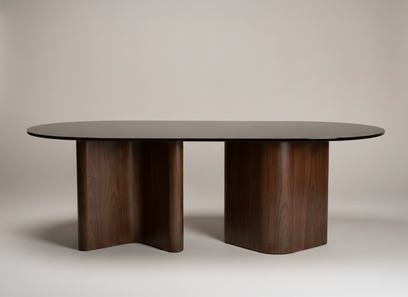 RO.ND Dining Table Wood - V Edition — 220 / Black Glass