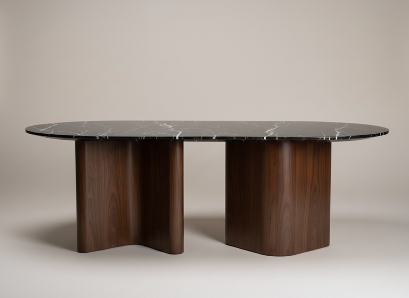 RO.ND Dining Table Wood - V Edition — 220 / Black Marble