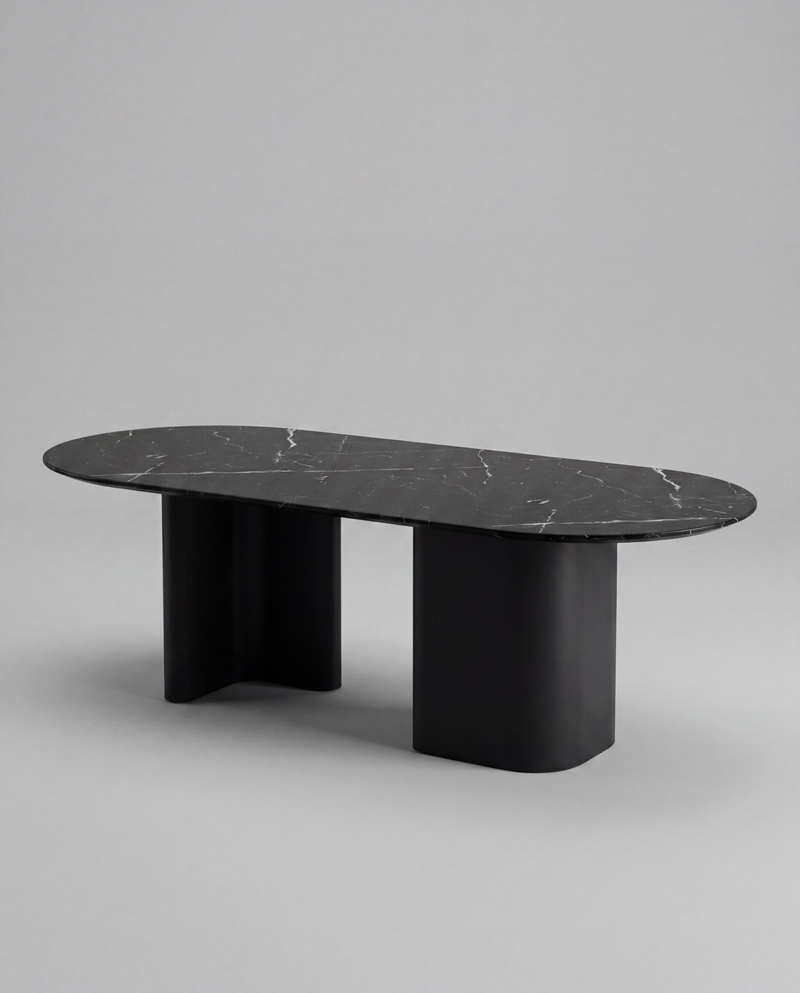 RO.ND Dining Table Metal — 10 Seats / Black Marble