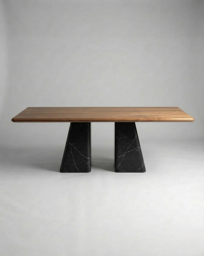 TA.PR Dining Table Black Marble x Wood — Black Marble X Walnut / 220 - 6-8 seaters