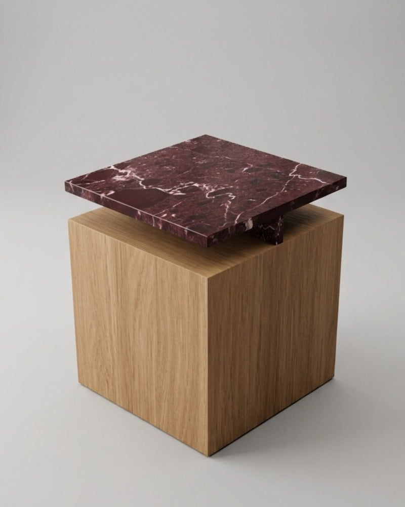 FL.IP Side Table — Rosso Levanto Marble