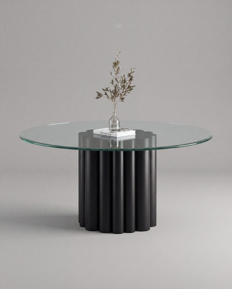 FR.ST Round Dining Table Metal — Transparent Glass