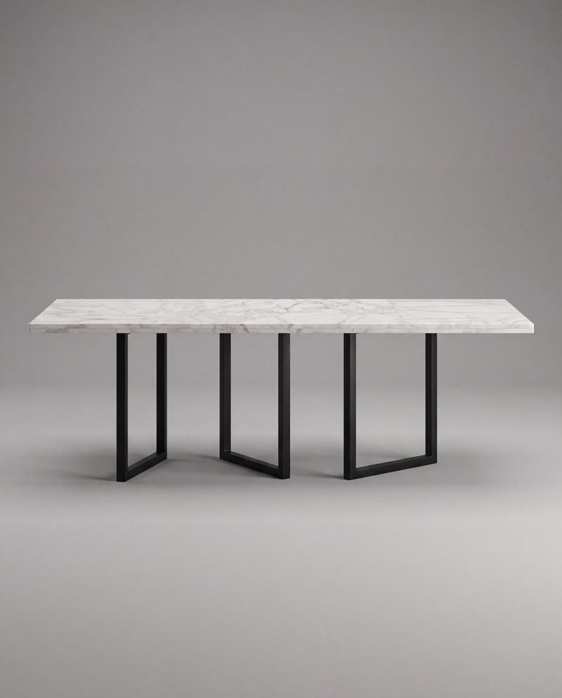 EQ.UI Dining Table Rectangle — 8 seats - Rectangle / White Marble