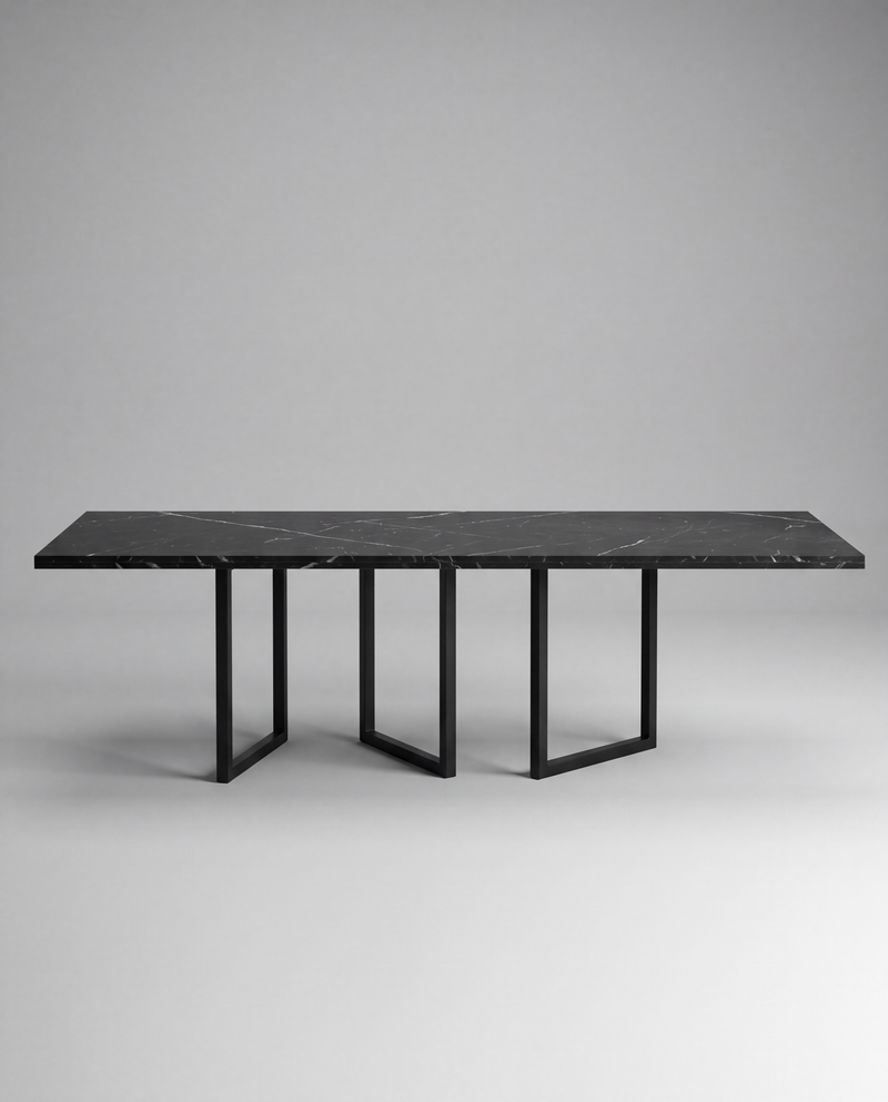 EQ.UI Dining Table Rectangle — 10 Seats - Rectangle / Black Marble