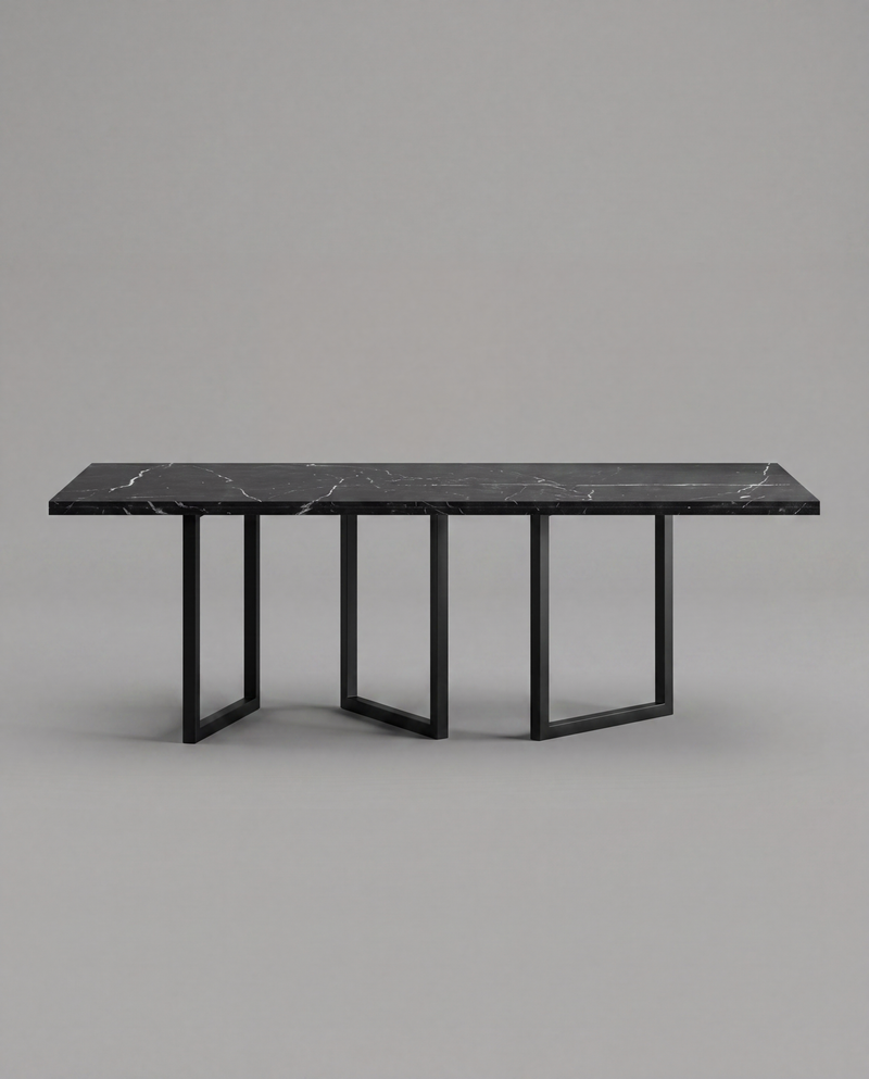 EQ.UI Dining Table Rectangle — 8 seats - Rectangle / Black Marble