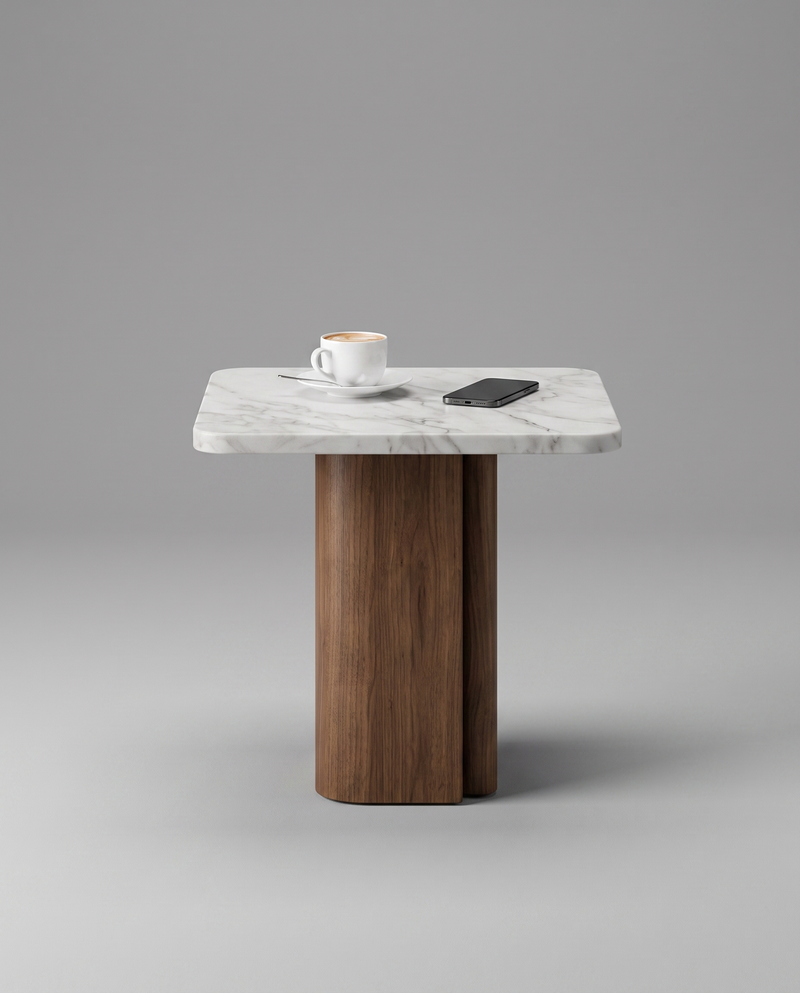QU.AD Side Table — White Marble
