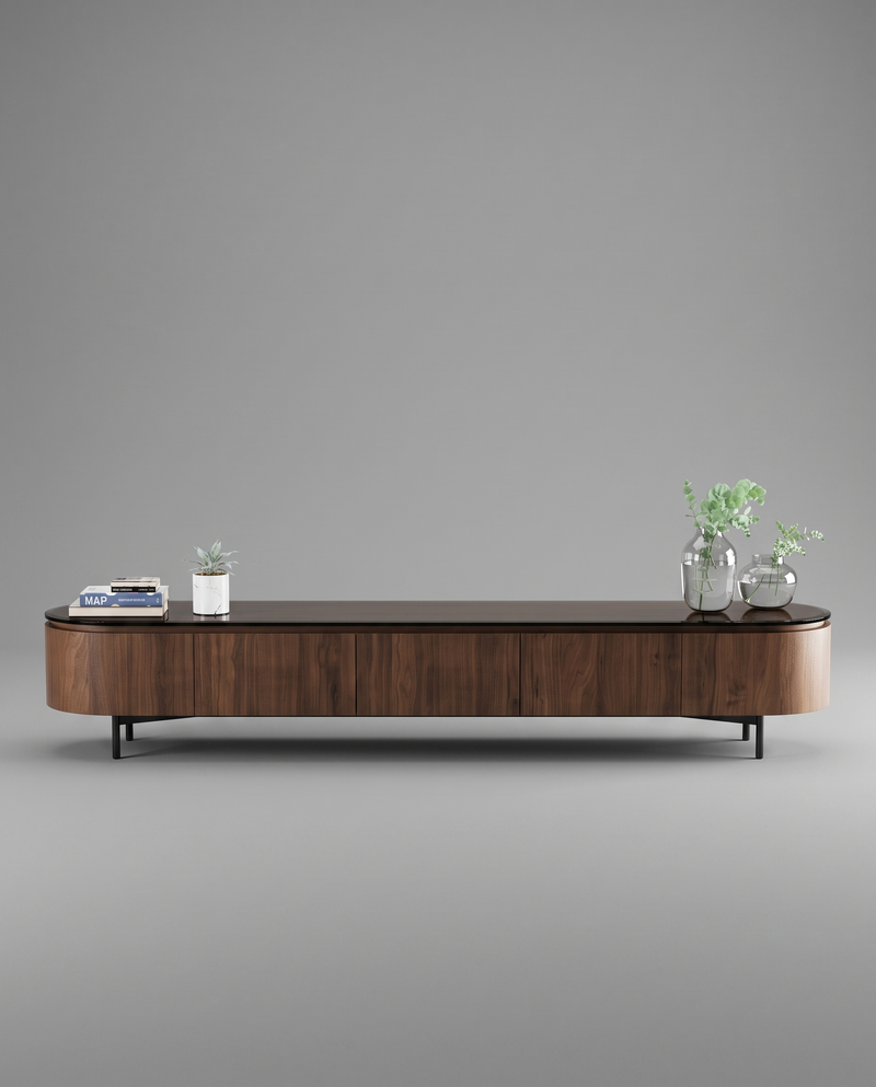 RE.TO TV Unit — 240 cm / Black Glass