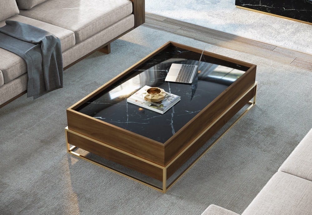 RE.CT Coffee Table with Brass Structure