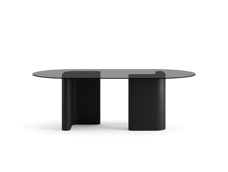 RO.ND Dining Table Metal — 8 Seats / Black Glass