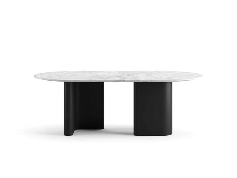 RO.ND Dining Table Metal — 8 Seats / White Marble