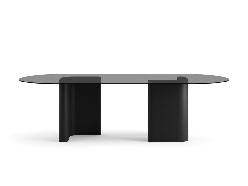 RO.ND Dining Table Metal — 10 Seats / Black Glass