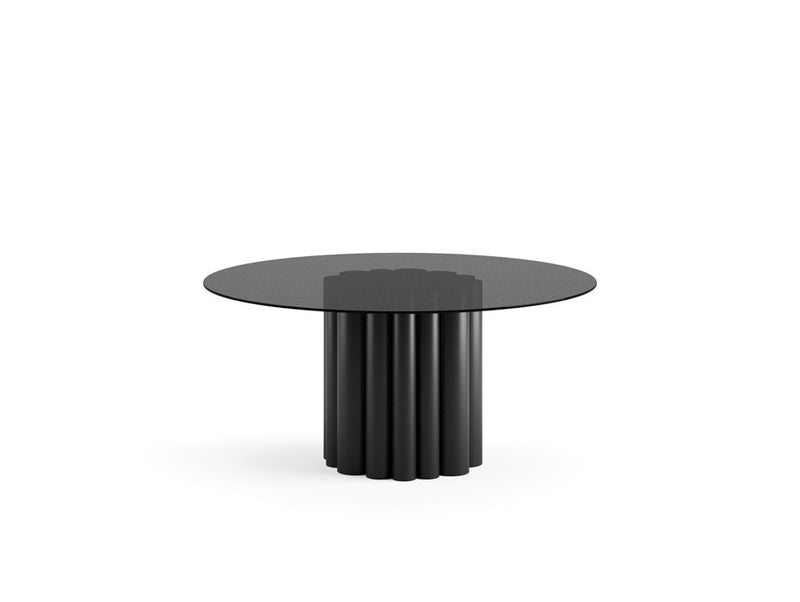 FR.ST Round Dining Table Metal — Black Glass